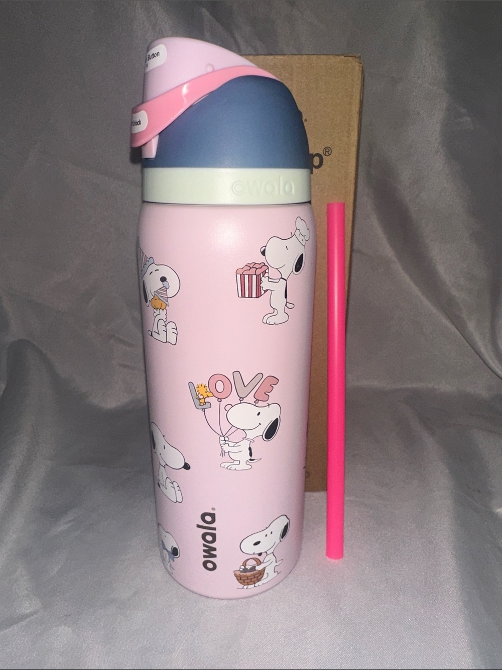 Custom Engraved Owala FreeSip Snoopy Pink 32 oz